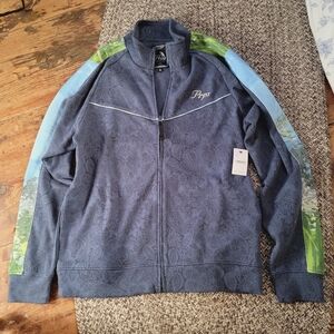 Prps PRPS Mens Indigo Paisley Damask Track Jacket Sz Large Nwt E109S48 Japanese